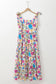 Striped trim self-tie straps floral maxi dress - dresses/floral dresses