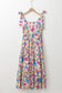 Striped trim self-tie straps floral maxi dress - dresses/floral dresses