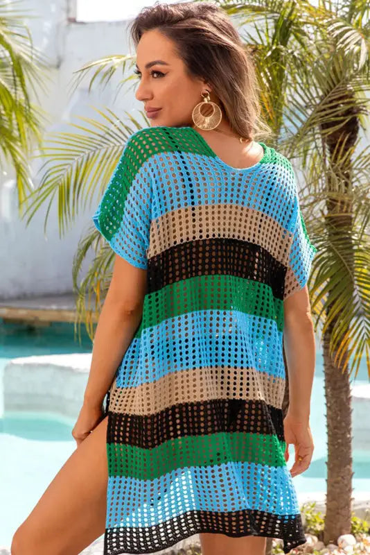 Striped tunic beach cover up - ups