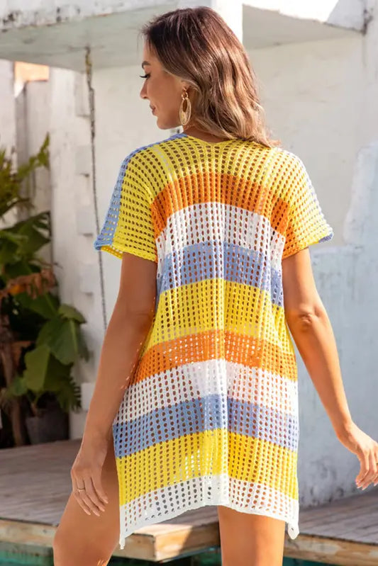 Striped tunic beach cover up - ups