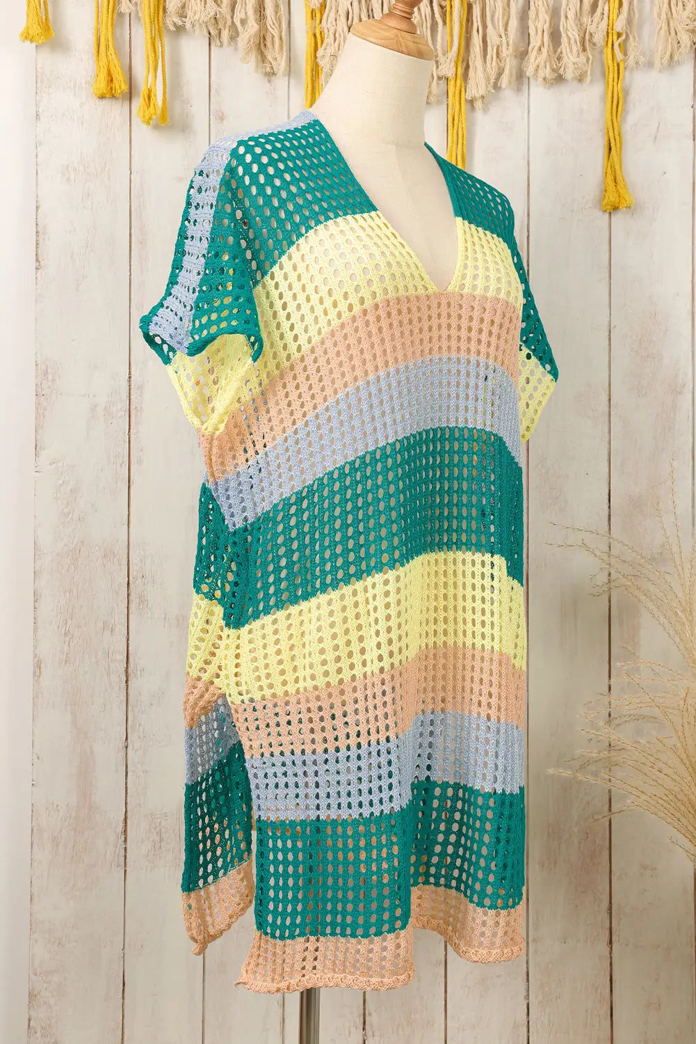 Striped tunic beach cover up - ups