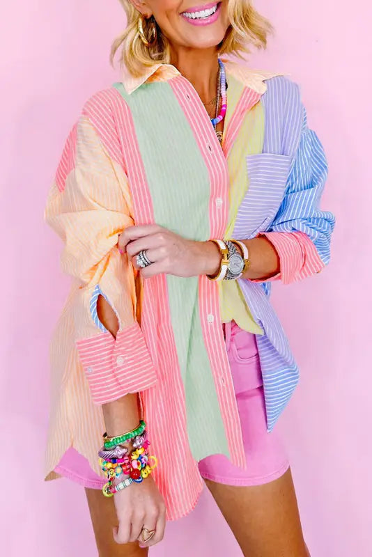 Stripesplash oversized shirt | women’s shirts | fashionfitz