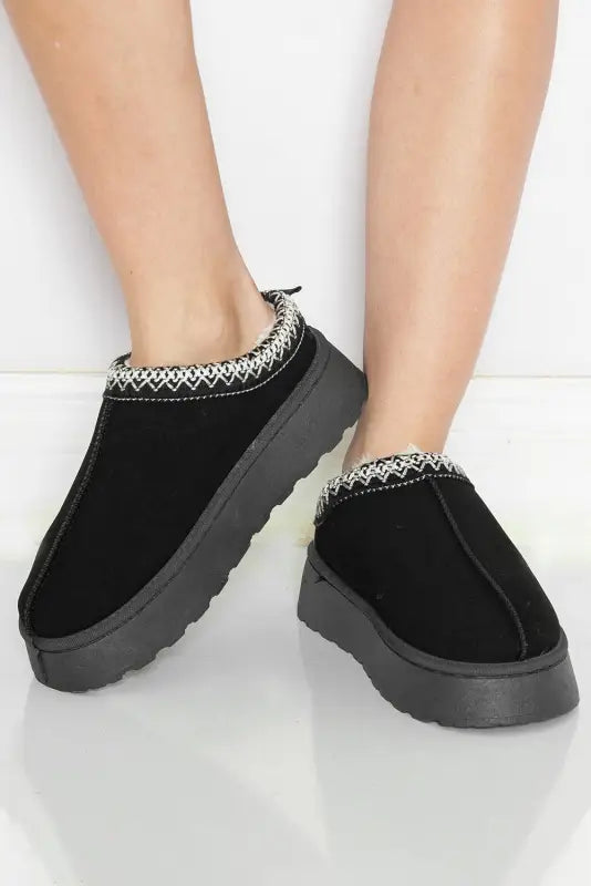 Suede plush lined snow slippers