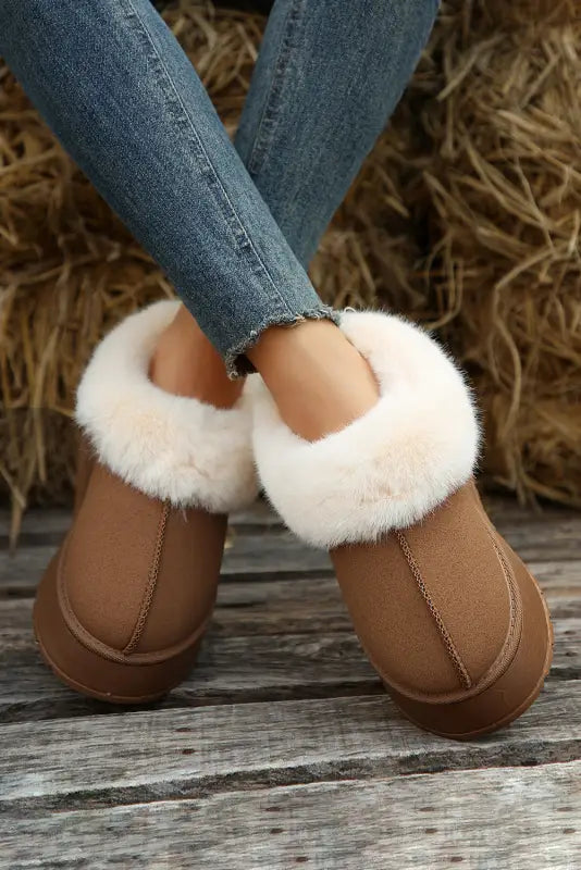 Suede plush lined snow slippers