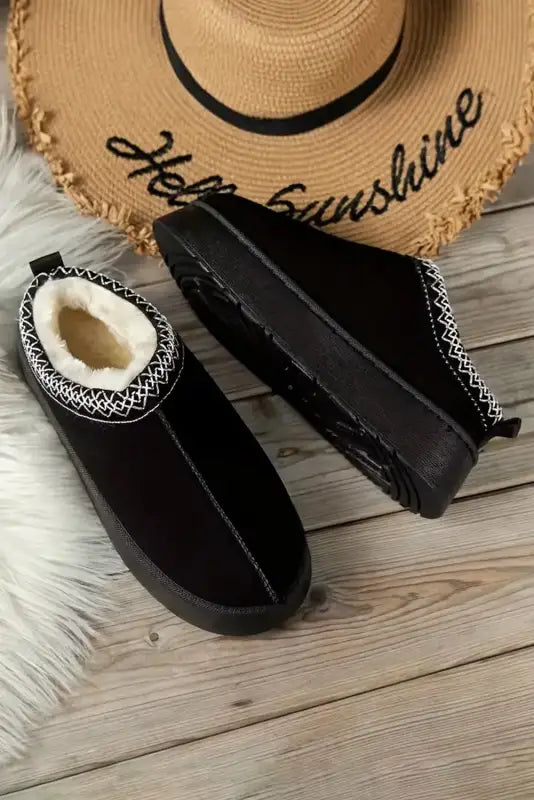 Suede plush lined snow slippers