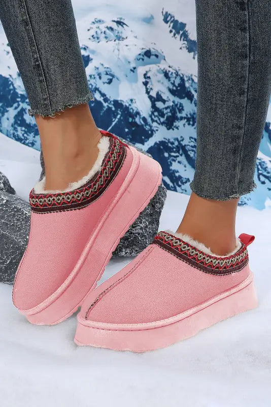 Suede plush lined snow slippers