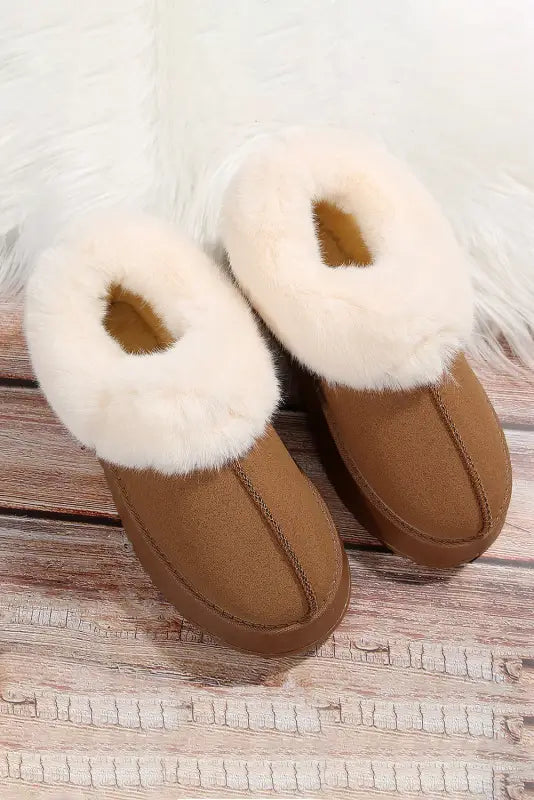 Suede plush lined snow slippers