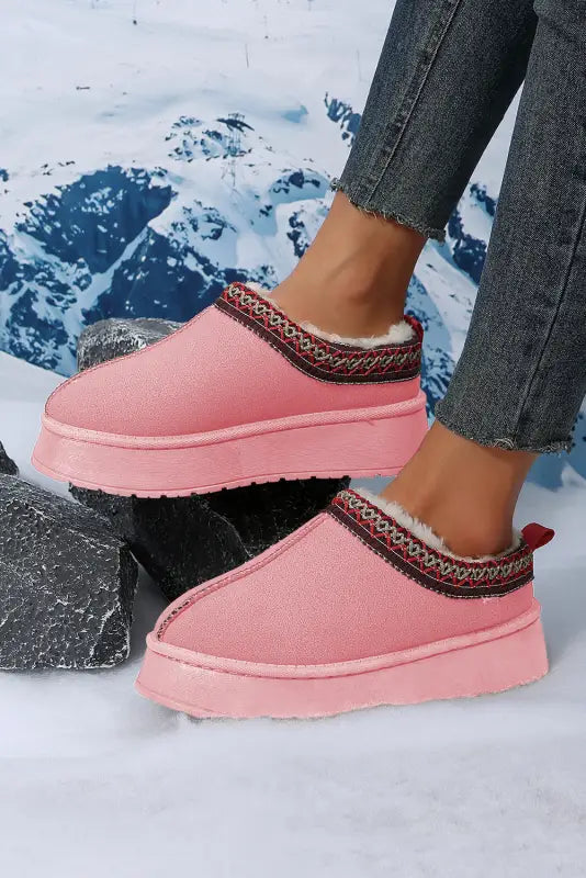 Suede plush lined snow slippers