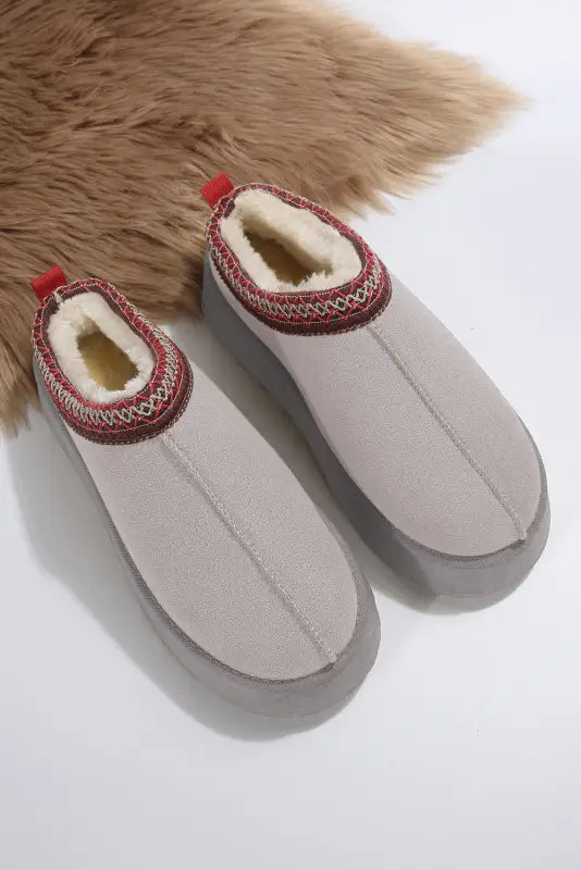 Suede plush lined snow slippers