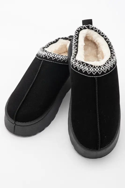 Suede plush lined snow slippers