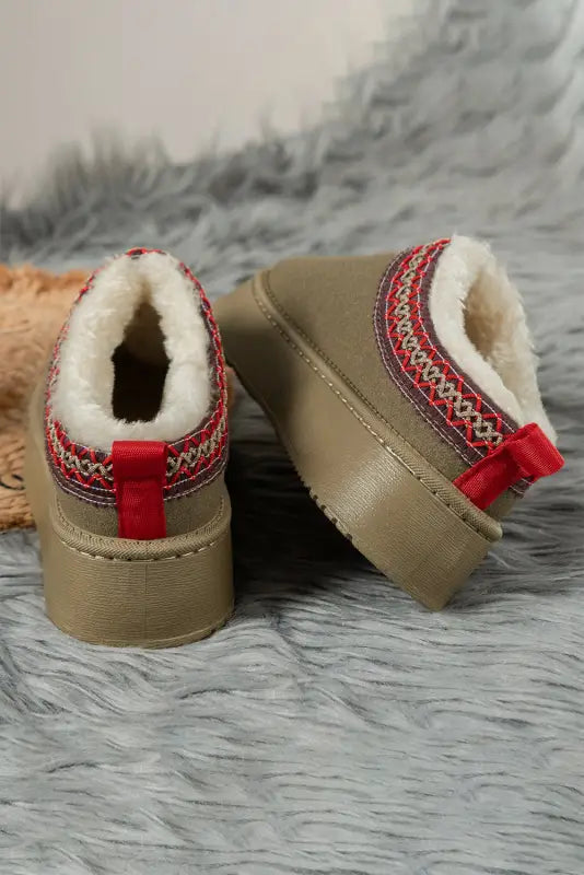 Suede plush lined snow slippers