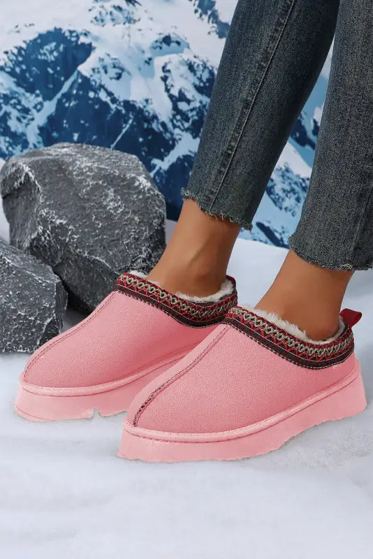 Suede plush lined snow slippers