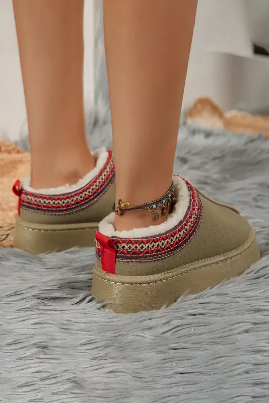 Suede plush lined snow slippers