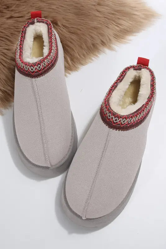 Suede plush lined snow slippers