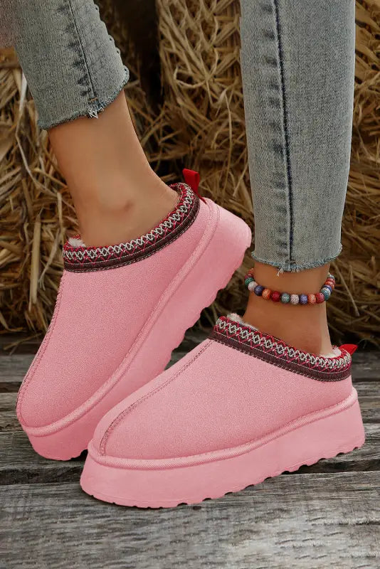 Suede plush lined snow slippers