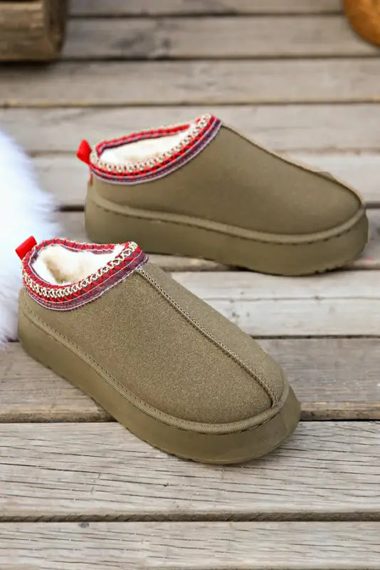 Suede plush lined snow slippers