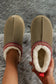 Suede plush lined snow slippers - sage green / 37 / 100% polyester + 100% tpr