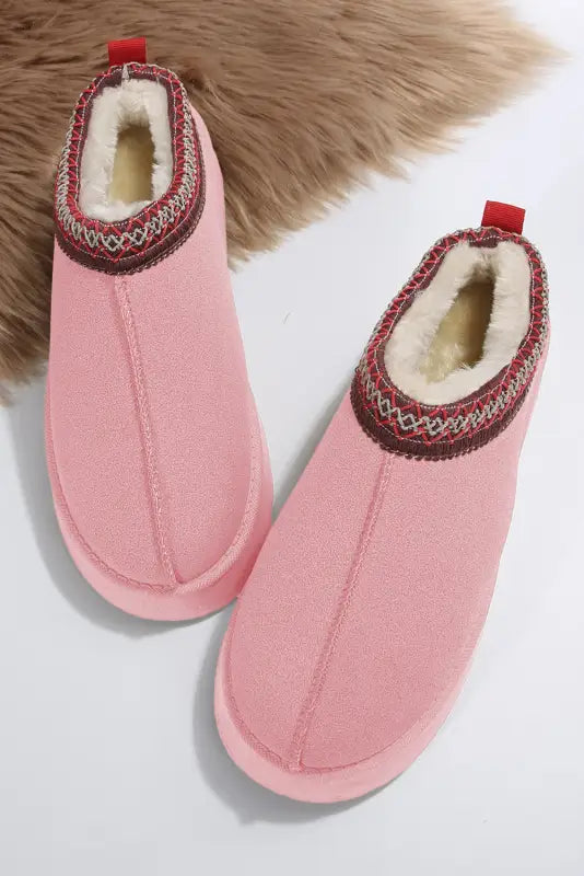 Suede plush lined snow slippers