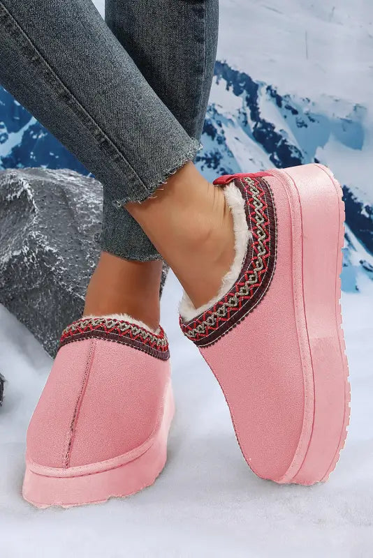 Suede plush lined snow slippers