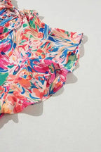 Summer Blouse - Floral Ruffled Sleeve V Neck - Fashionfitz