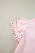 Summer Blouse - Mint Green Layered Cap Sleeve Frilled Neck - Fashionfitz