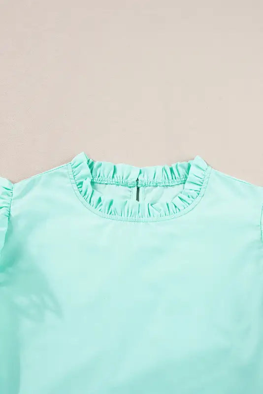 Summer blouse - mint green layered cap sleeve frilled neck - tops/blouses & shirts