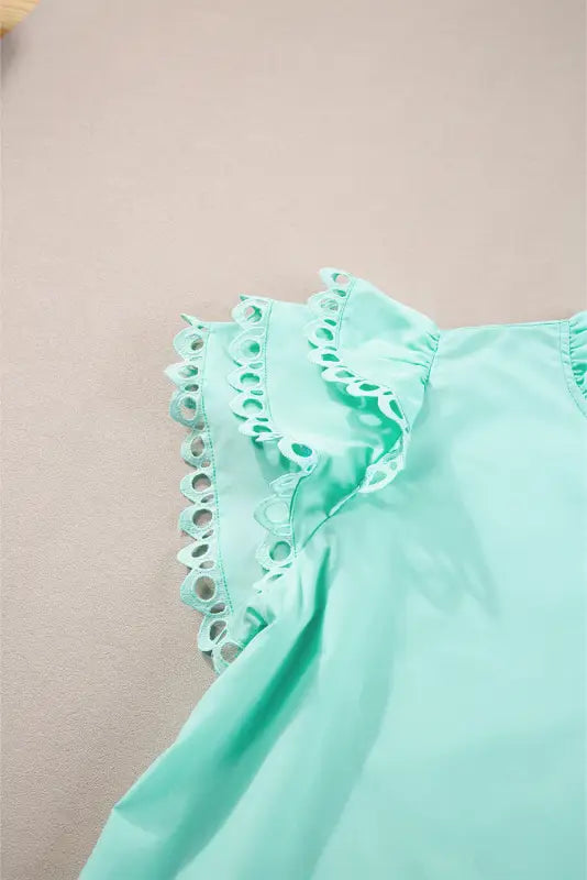 Summer blouse - mint green layered cap sleeve frilled neck - tops/blouses & shirts