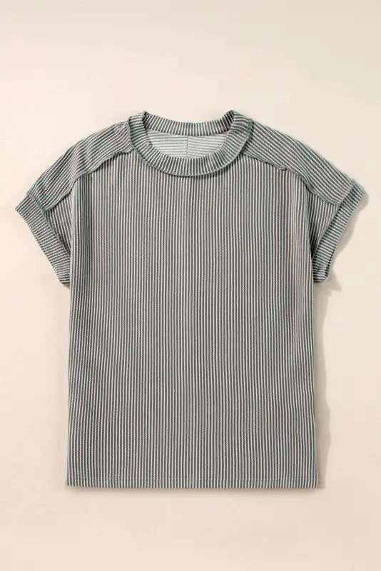 Summer knit exposed stitching t-shirt - new