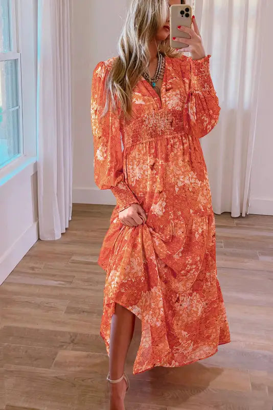 Sunset blossom tiered maxi dress - comfort & style