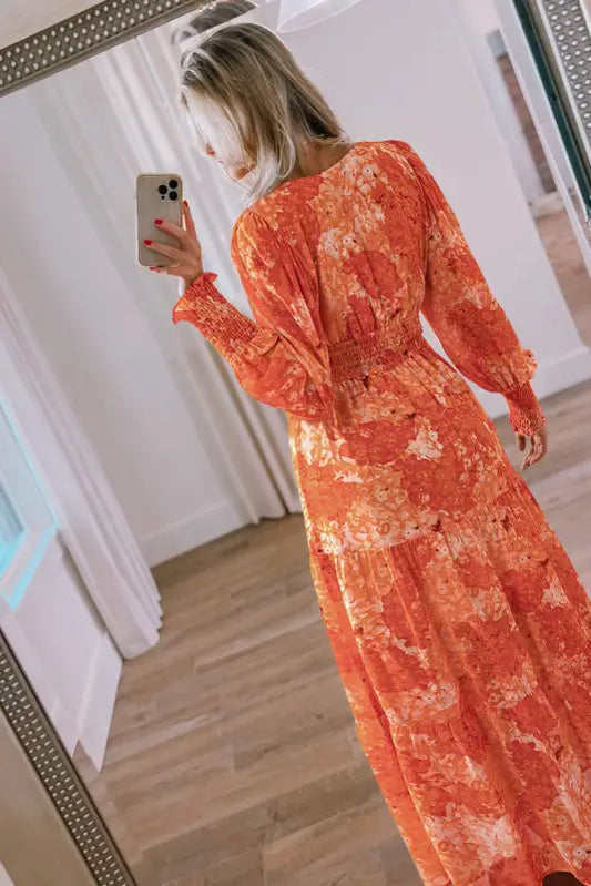 Sunset blossom tiered maxi dress - comfort & style