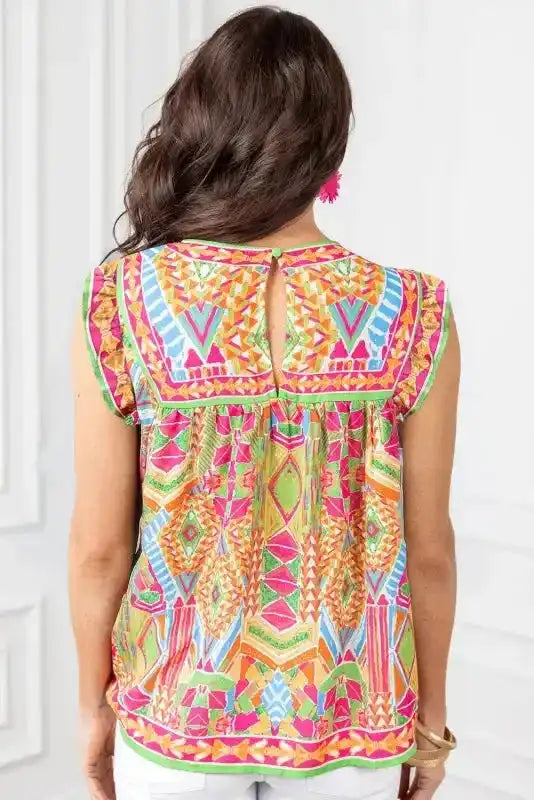 Sunset Silhouette Ruffle Tank Top - Fashionfitz