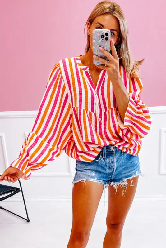 Sunset stripe balloon blouse