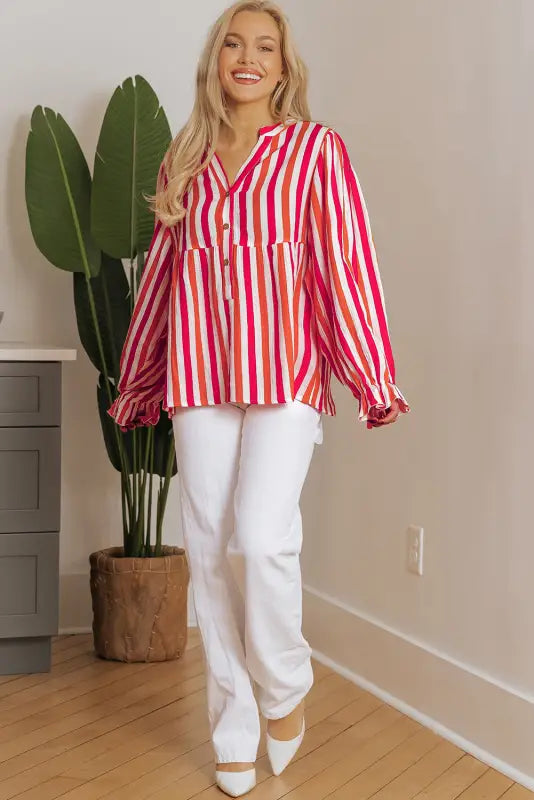 Sunset stripe balloon blouse - chic summer style | fashionfitz