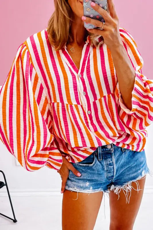 Sunset stripe balloon blouse