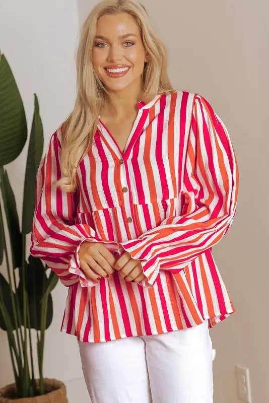 Sunset stripe balloon blouse - chic summer style | fashionfitz