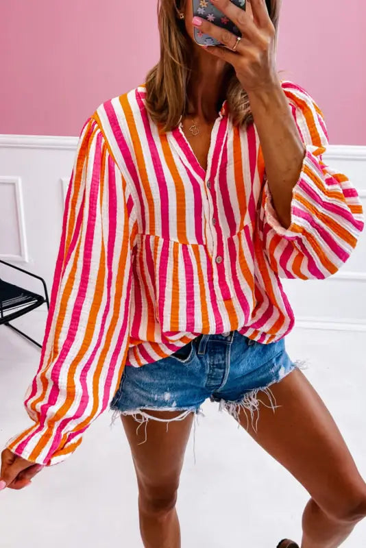 Sunset stripe balloon blouse - chic summer style | fashionfitz