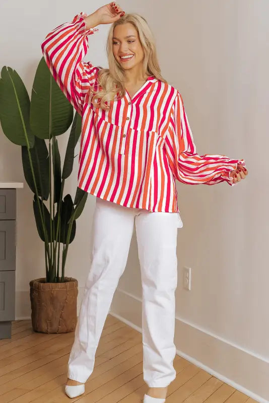 Sunset stripe balloon blouse - chic summer style | fashionfitz