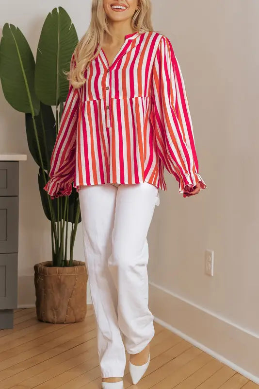 Sunset stripe balloon blouse - chic summer style | fashionfitz