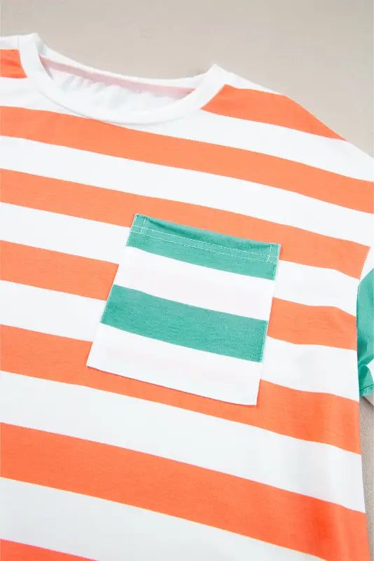 Sunset stripe pocket tee - tops/tops & tees