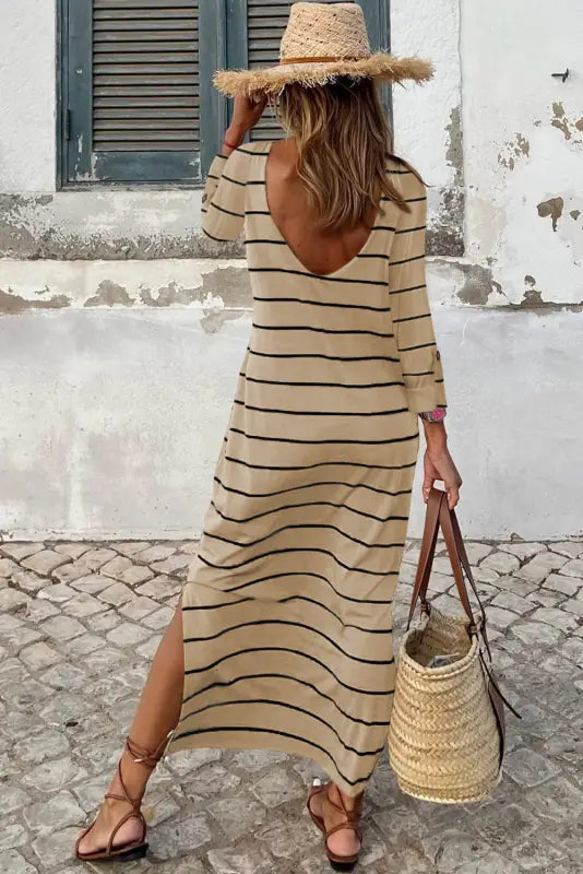 Sunset stripe slit maxi dress - dresses/maxi dresses