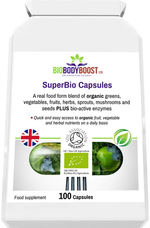 Superbio capsules - vegan organic greens blend - supplements