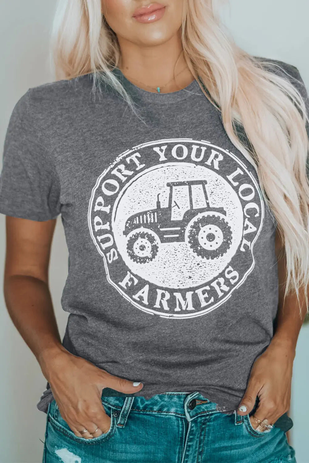 Support your localfarmers graphic tee - gray / s /