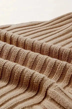 Sweater T Shirt - Light French Beige Rib Knitted Wide Sleeve - Fashionfitz