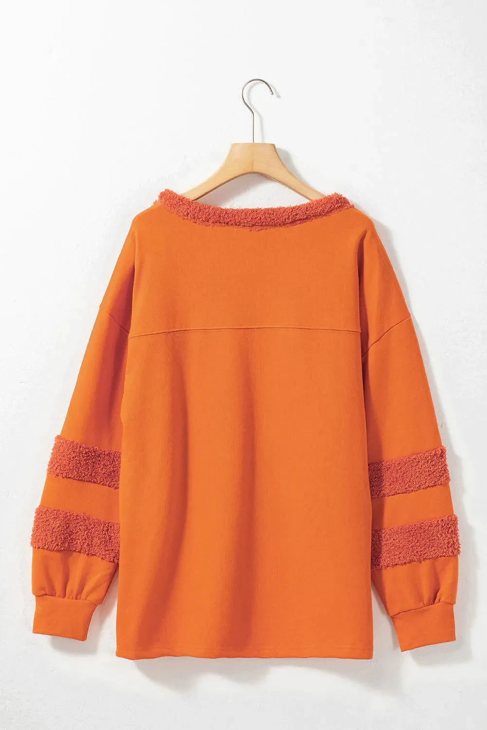 Carrot Fleece Patchwork Side Slits High Low Sweatshirt - Fashionfitz