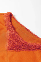 Carrot Fleece Patchwork Side Slits High Low Sweatshirt - Fashionfitz