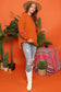 Carrot Fleece Patchwork Side Slits High Low Sweatshirt - Fashionfitz