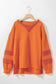 Carrot Fleece Patchwork Side Slits High Low Sweatshirt - Fashionfitz