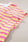 Striped knit fabric t-shirt dress - pink stripe crew neck with sleeve length for relax relax style