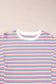 T-shirt dress - pink stripe crew neck with rainbow-striped t-shirt and white collar