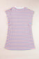 Colorful ribbed sleeveless t-shirt dress - pink stripe crew neck, relax relax style